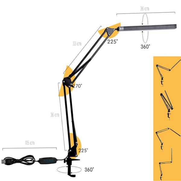 LAMPA BIURKOWA LED CZARNA WC/WN/WW DUŻA